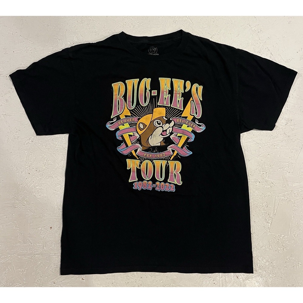 Buc-ee's 1982-2022 Tour Black‎ "Beaver Believer" Double Sided T-Shirt Size Large